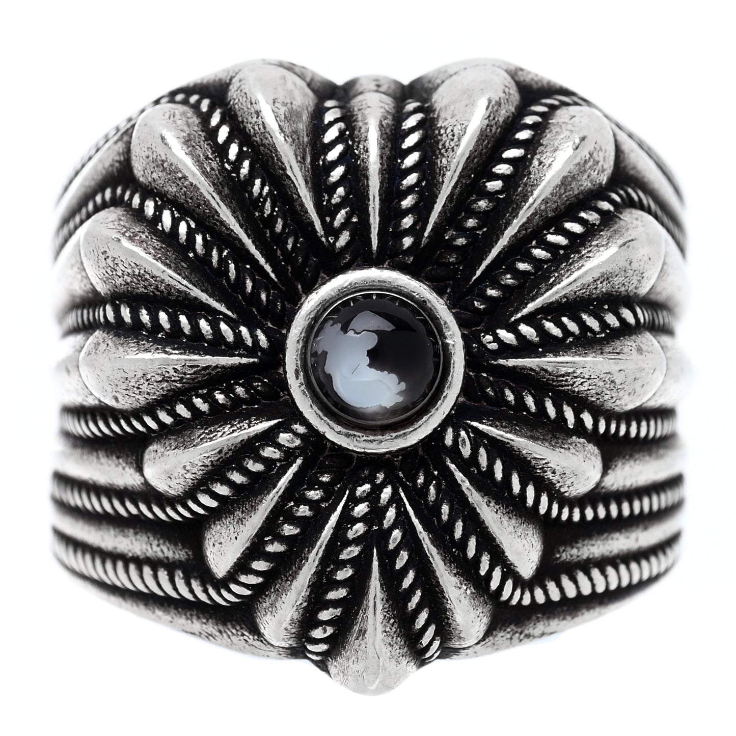 Sterling Silver Resin Heart Ring 48 4.5 Black