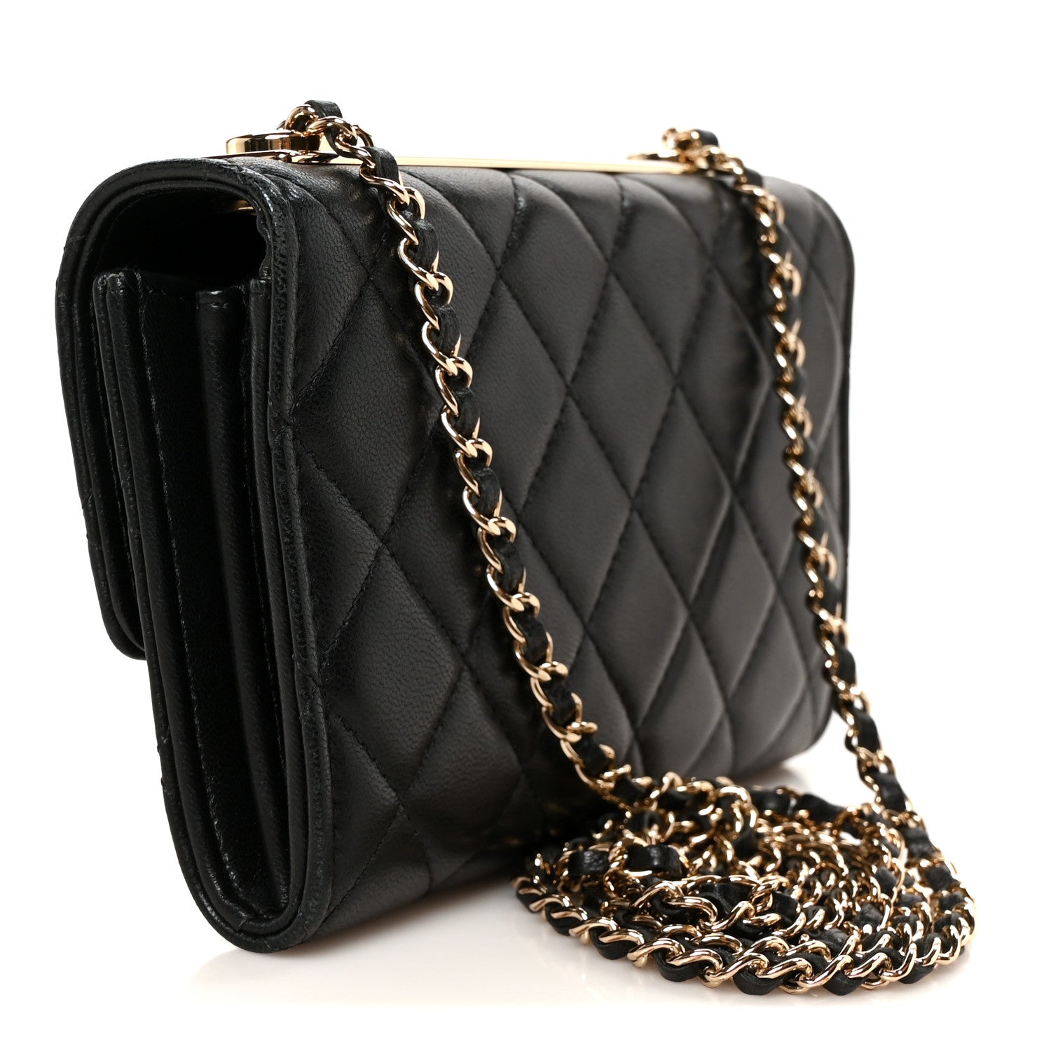 Chanel Lambskin Quilted Trendy CC Chain Clutch WOC Black 3 of 13
