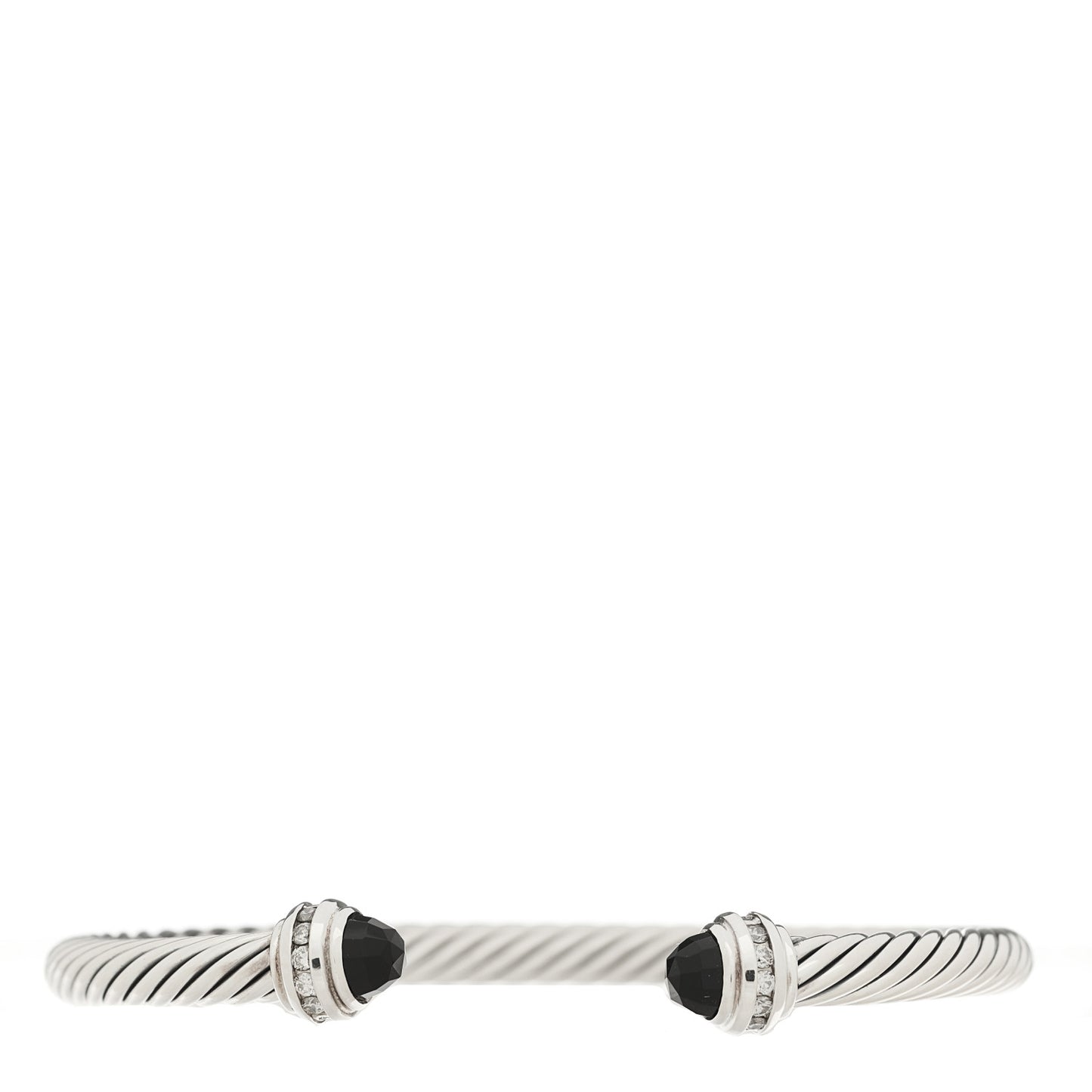 Sterling Silver Diamond Black Onyx 5mm Cable Classics Princess Bracelet