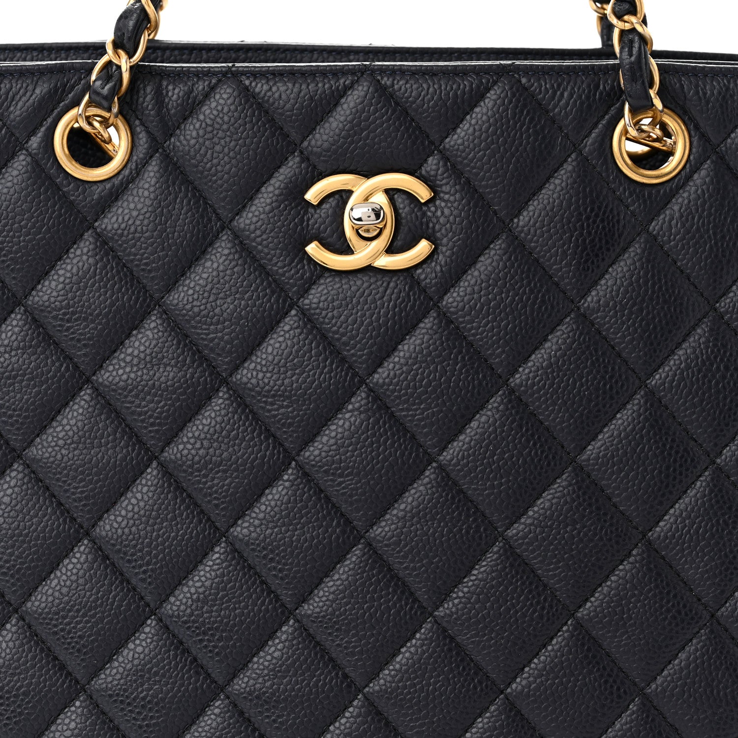 Chanel Caviar Quilted Large CC Shopping Tote Navy 8 of 11