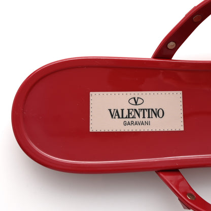 Valentino Garavani PVC Jelly Monochrome Rockstud Caged Flat Thong Sandals 41 Rosso Valentino 8 of 8
