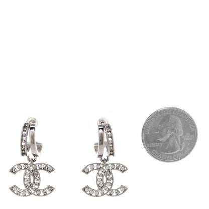 Chanel Crystal CC Drop Earrings Silver 2 of 5