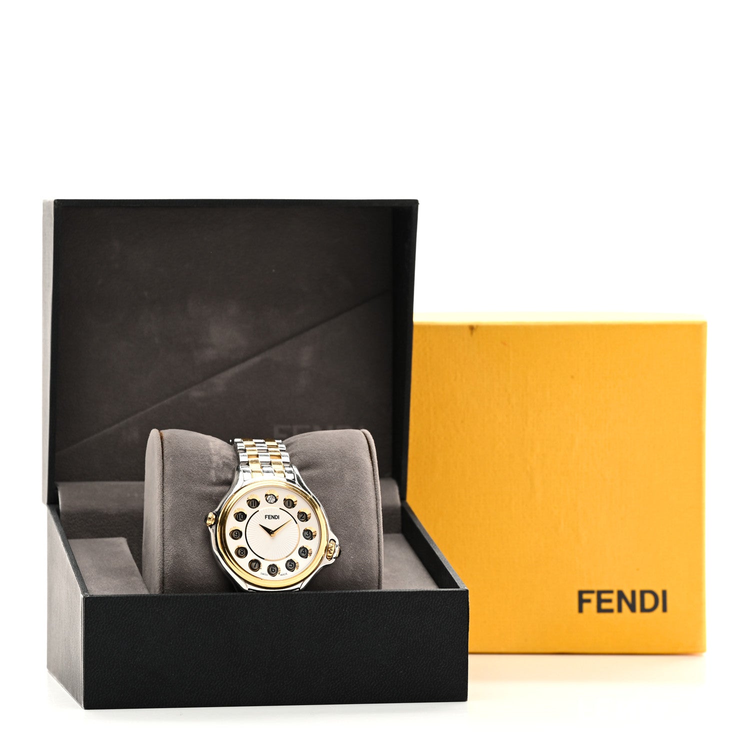Fendi Stainless Steel Diamond Topaz 38mm Crazy Carats Two Tone Quartz Watch Silver 7 of 7