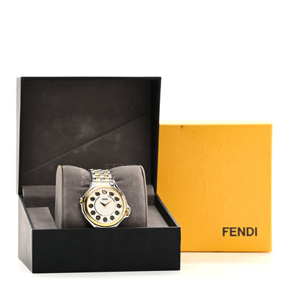 Fendi Stainless Steel Diamond Topaz 38mm Crazy Carats Two Tone Quartz Watch Silver 7 of 7
