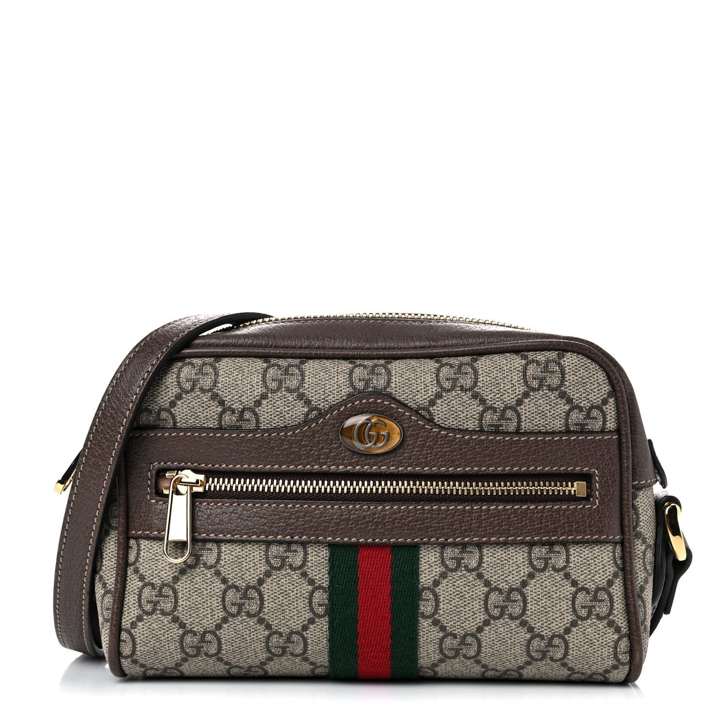 GG Supreme Monogram Web Mini Ophidia Shoulder Bag Brown