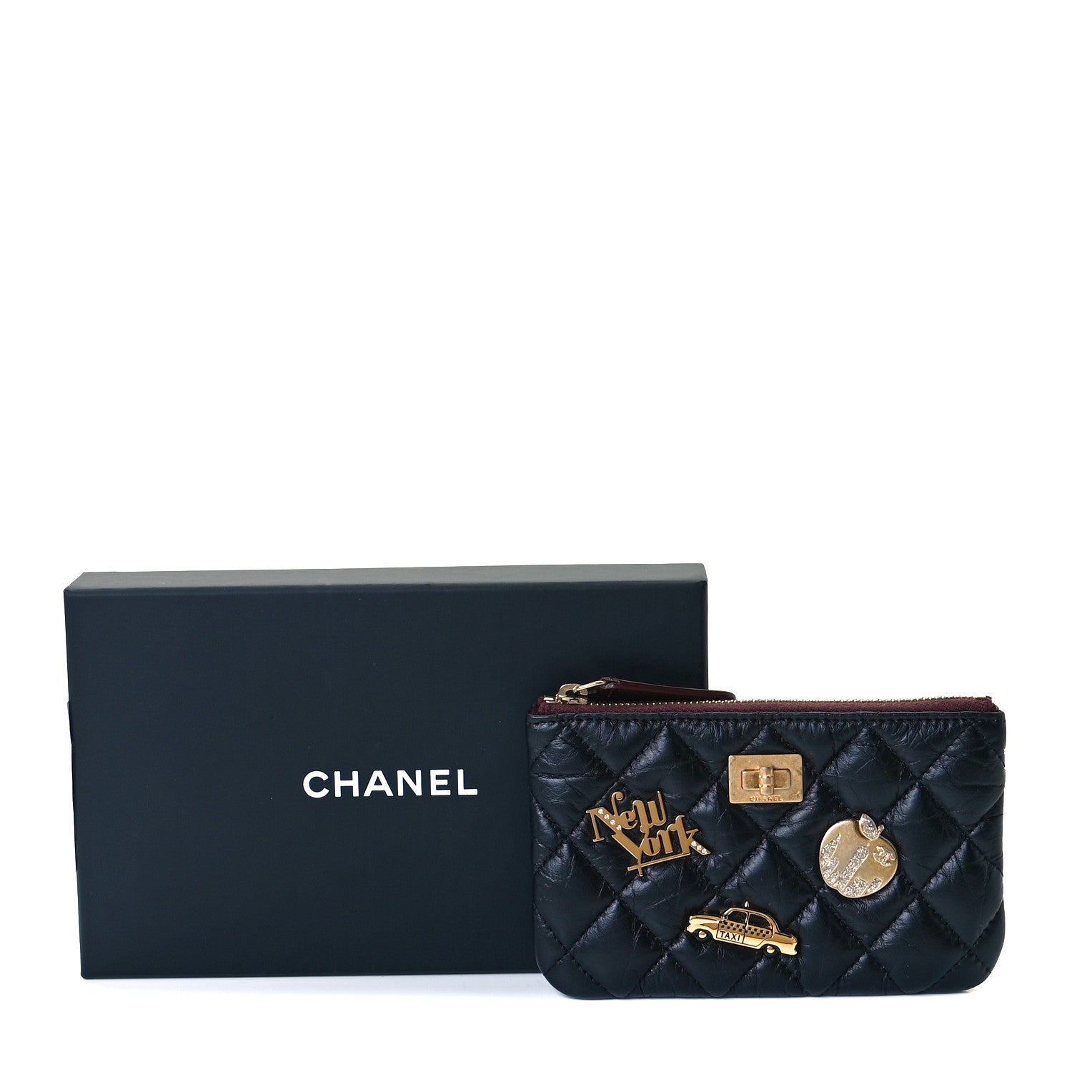 Chanel Aged Calfskin Quilted Small Lucky Charms Cosmetic Case Black 9 of 9