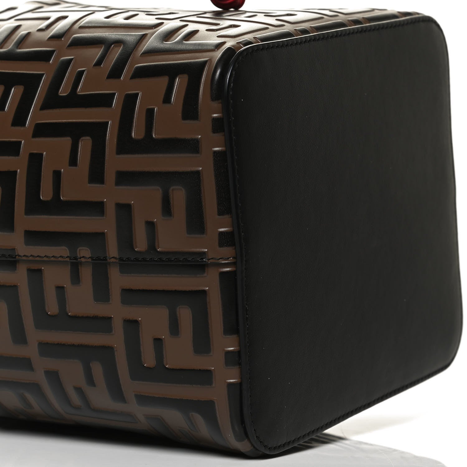 Fendi Vitello Grace F is Fendi Bi-Color FF 1974 Embossed Grande Mon Tresor Bucket Bag Maya Black Fragola 9 of 10