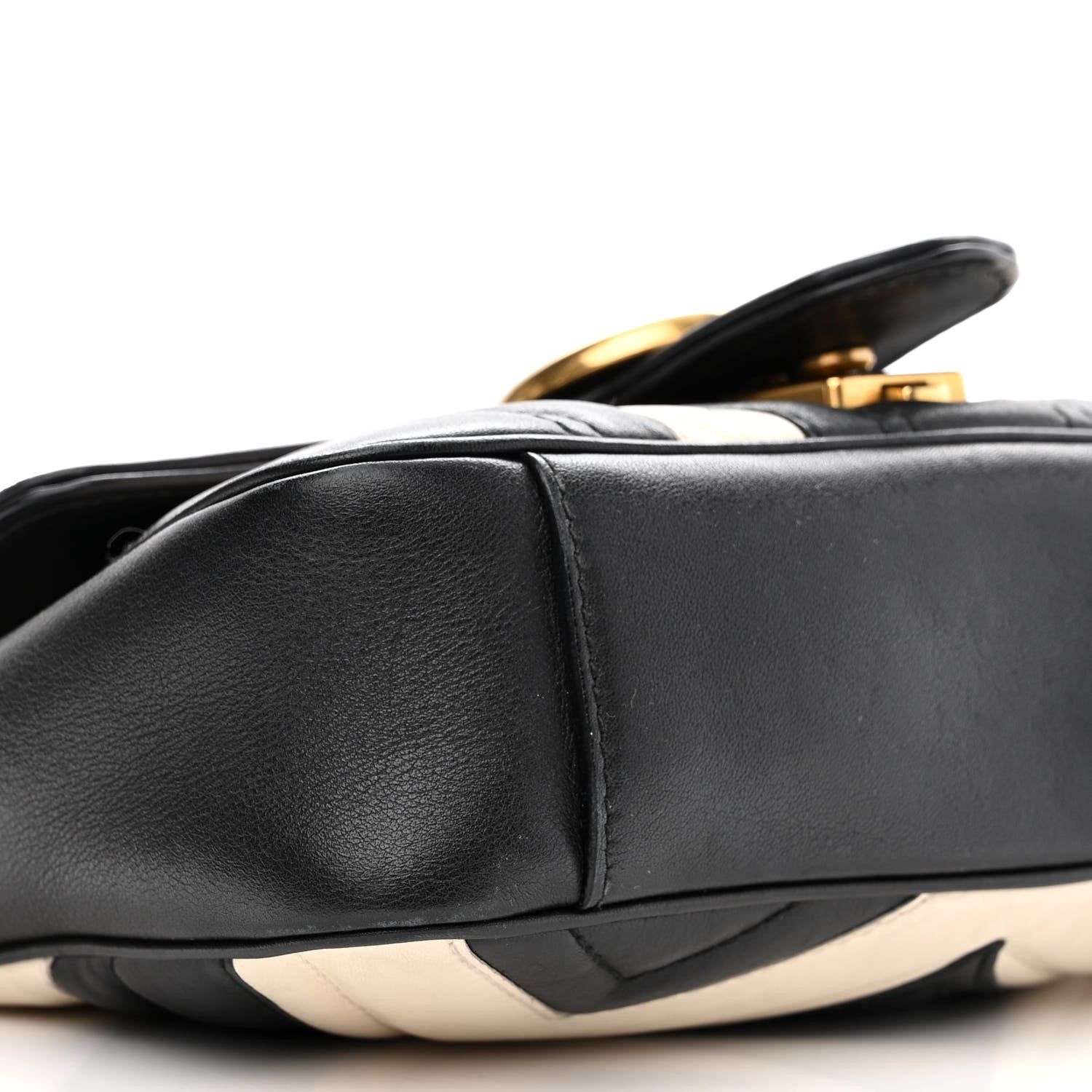 Gucci Calfskin Matelasse Mini GG Marmont Shoulder Bag Black White 9 of 15