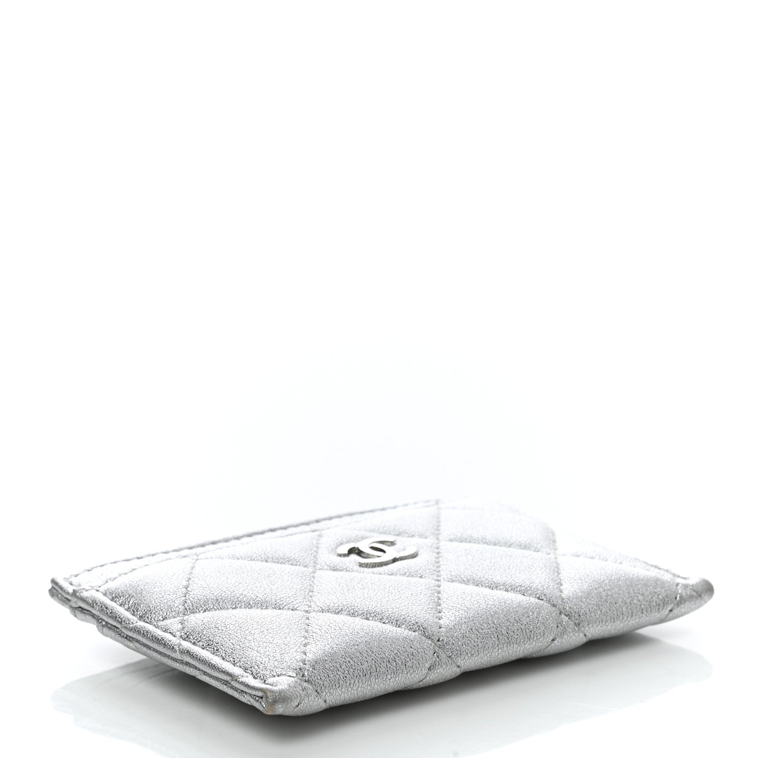 Chanel Metallic Lambskin Quilted Card Holder Silver 4 of 8