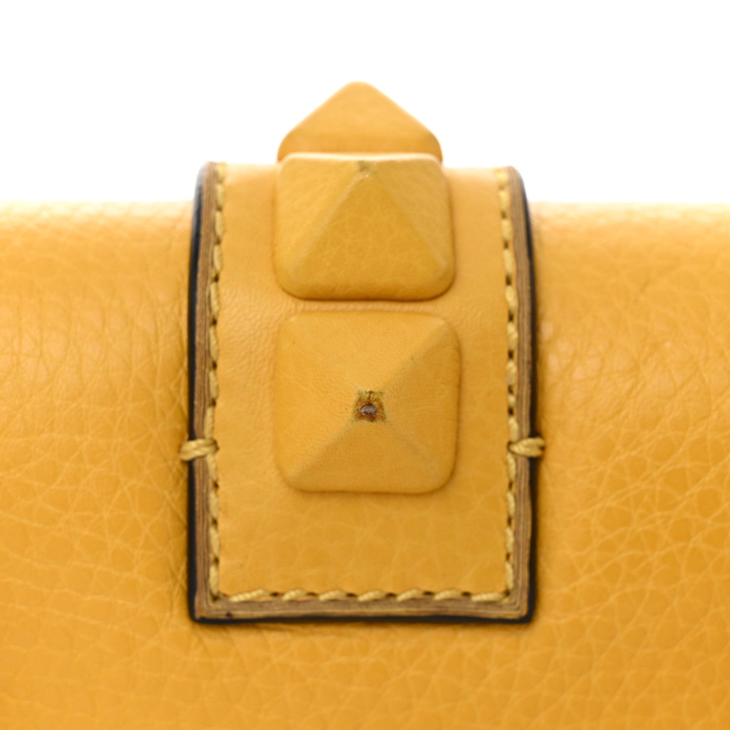 Valentino Garavani Pebbled Calfskin Mini Glam Lock Rockstud Flap Yellow 11 of 11