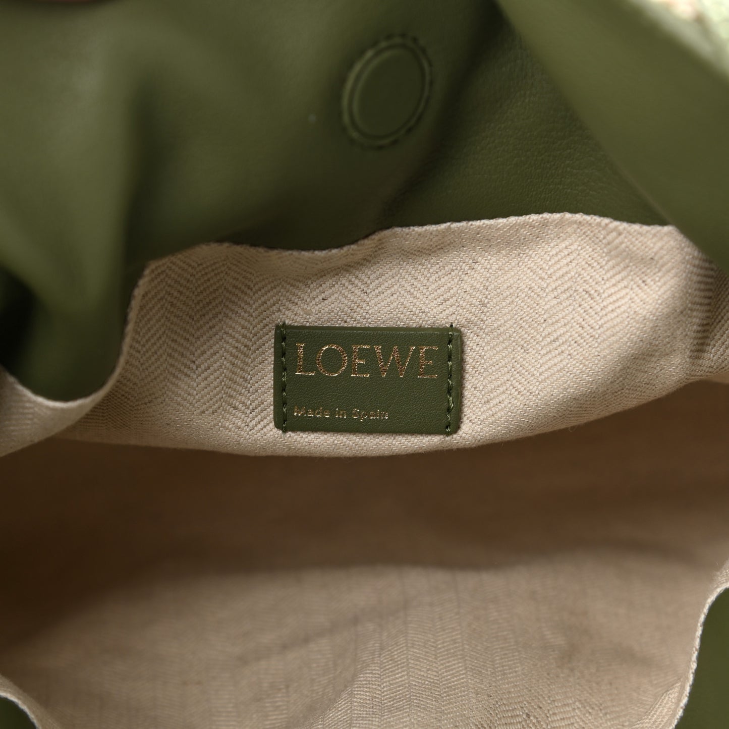 Canvas Calfskin Flamenco Knot Bag Green