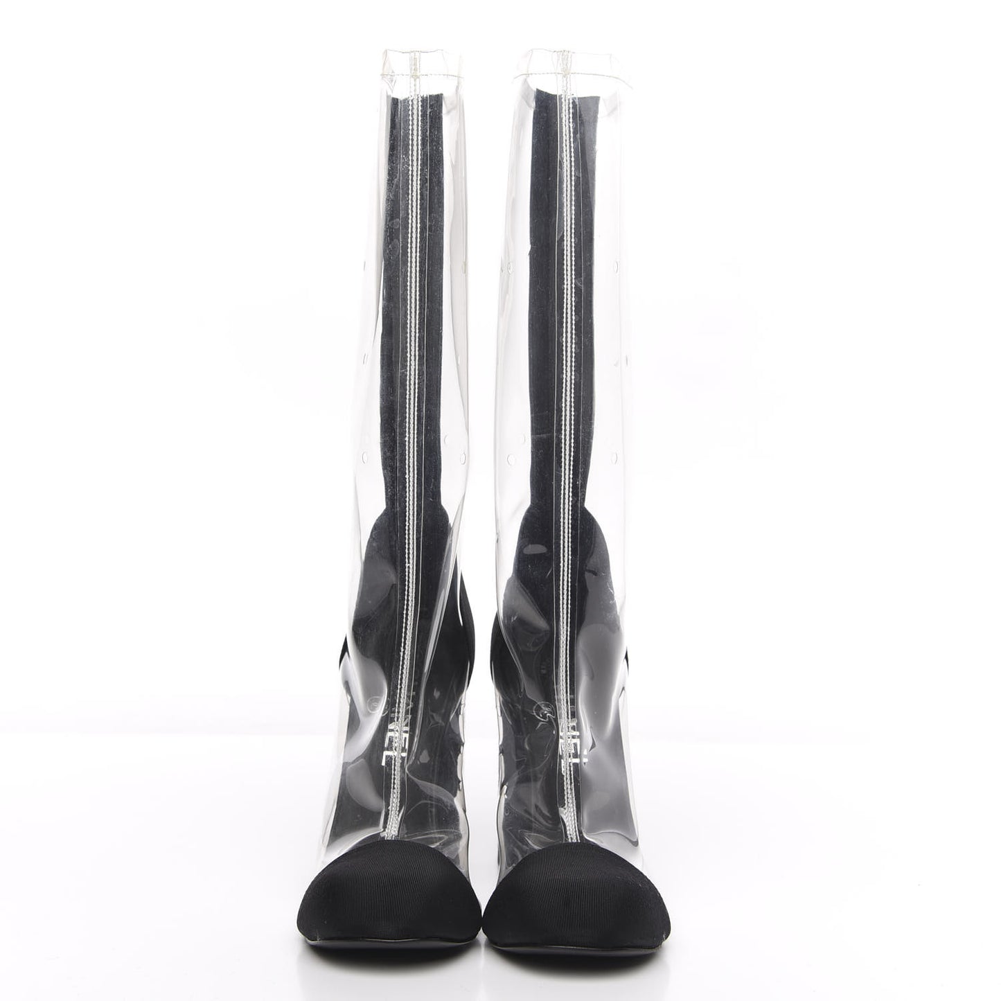 PVC Grosgrain High Boots 36 Transparent Black