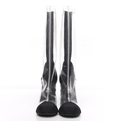 Chanel PVC Grosgrain High Boots 36 Transparent Black 2 of 9