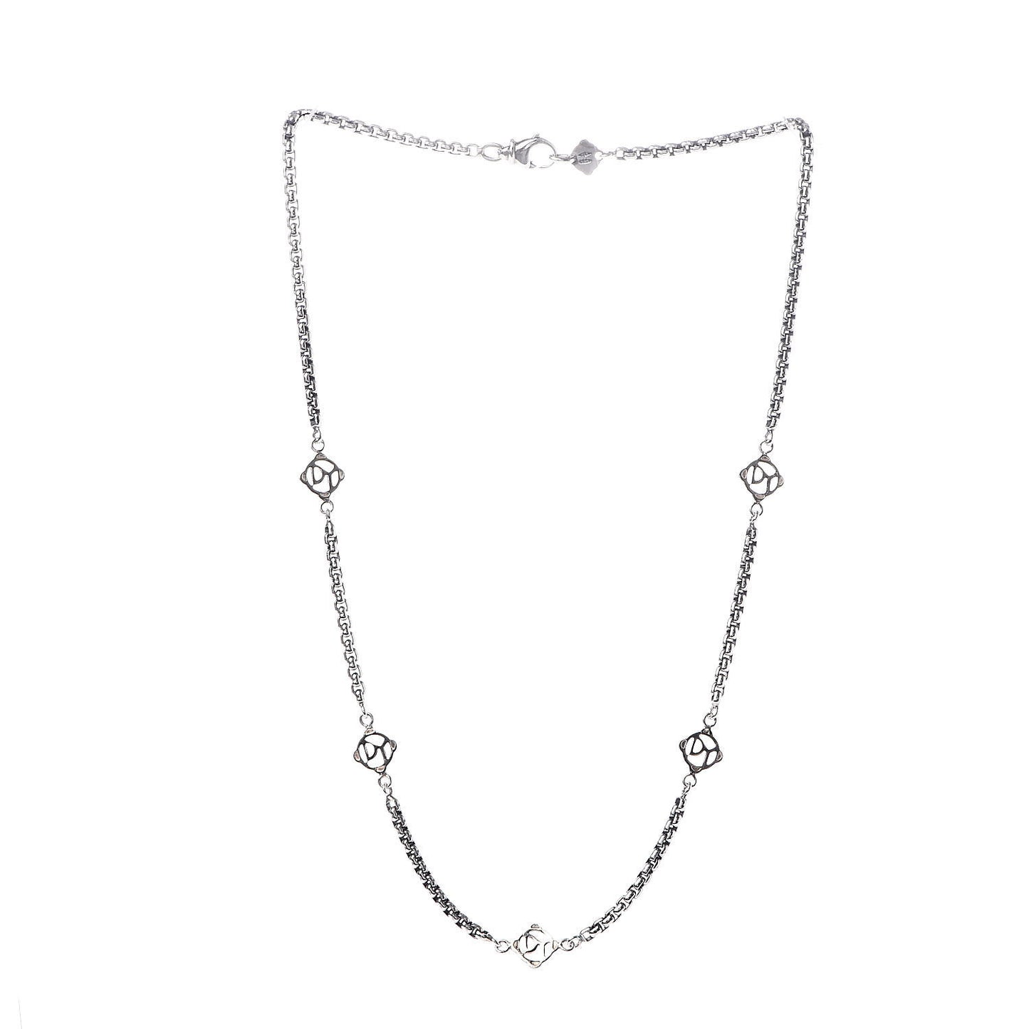Sterling Silver 14K Yellow Gold Logo Station Necklace
