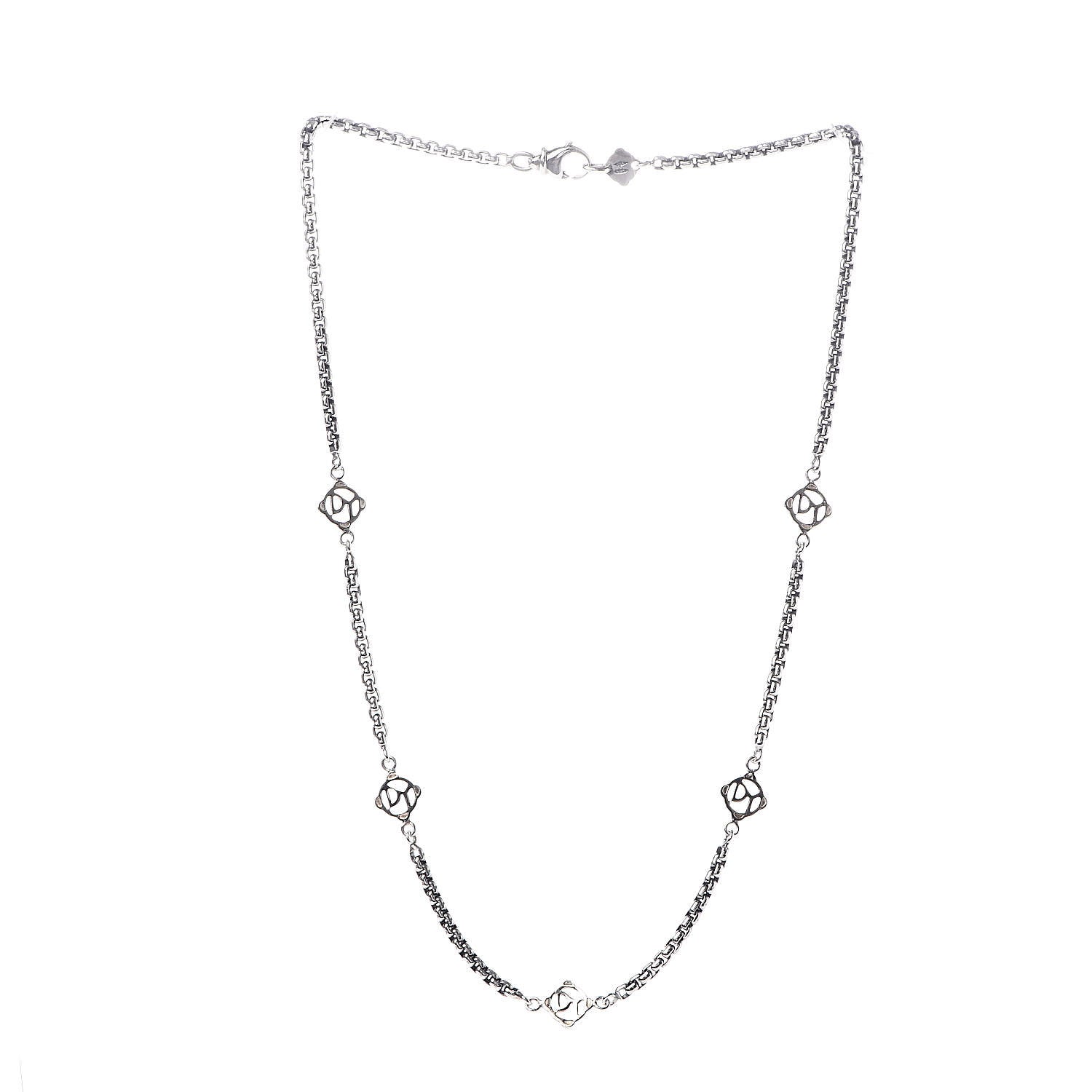 David Yurman Sterling Silver 14K Yellow Gold Logo Station Necklace 3 of 4
