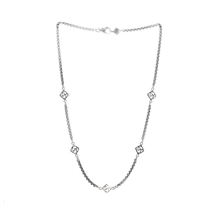 David Yurman Sterling Silver 14K Yellow Gold Logo Station Necklace 3 of 4