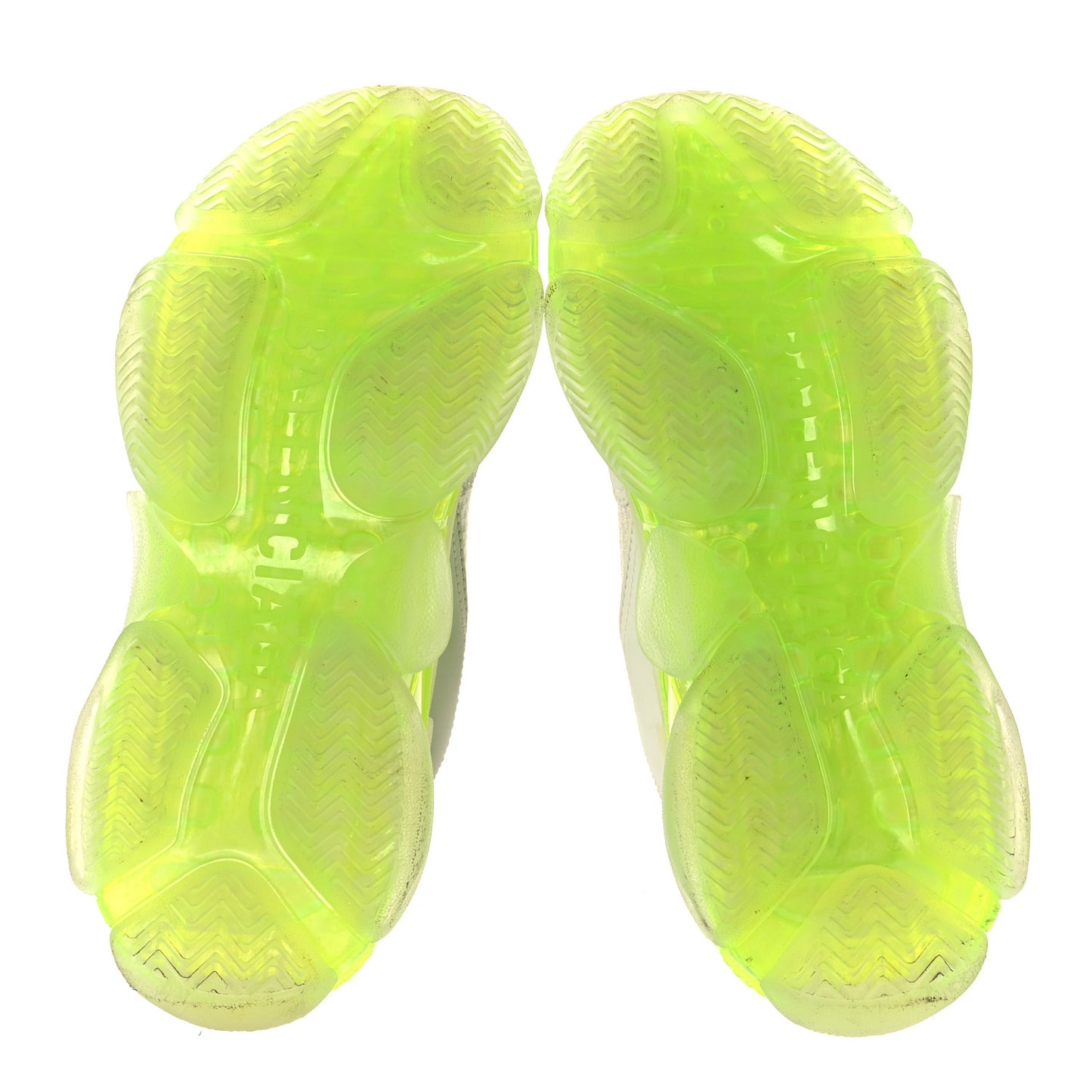 Fabric Mesh Clear Sole Fluo Womens Triple S Sneakers 38 White Fluo Yellow