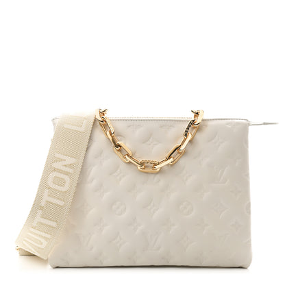 Louis Vuitton Lambskin Embossed Monogram Coussin PM Cream 1 of 8