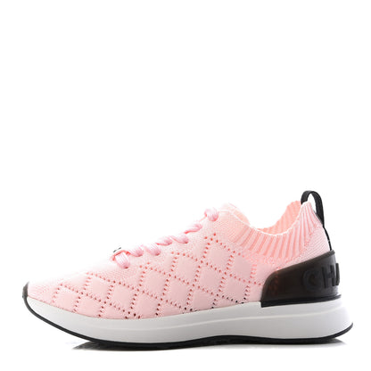 Chanel Mixed Fibers Quilted Womens CC Sneakers 35 Pink 1 of 8