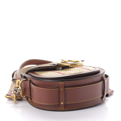 Chloe Calfskin Raffia Embroidered Small Tess Bag Sepia Brown 4 of 9
