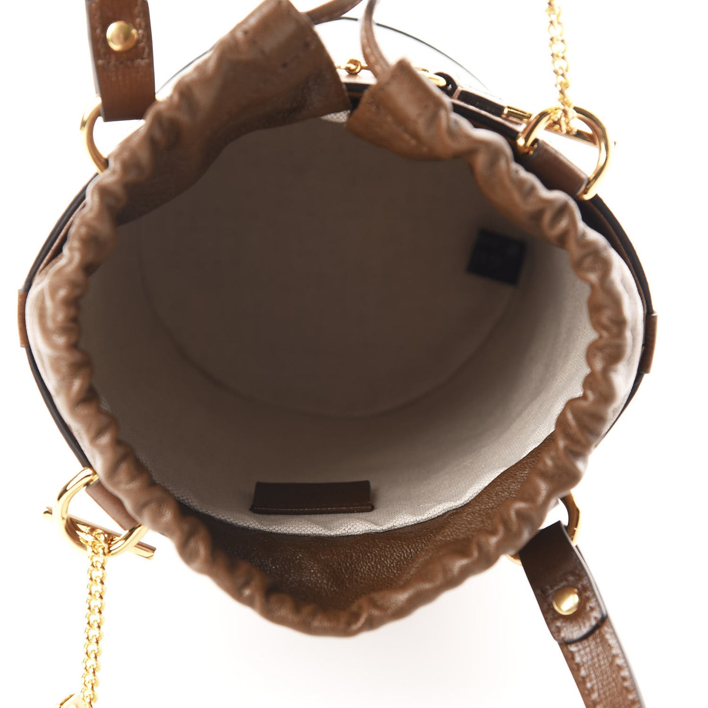 GG Supreme Monogram Small 1955 Horsebit Bucket Bag Beige Brown Sugar