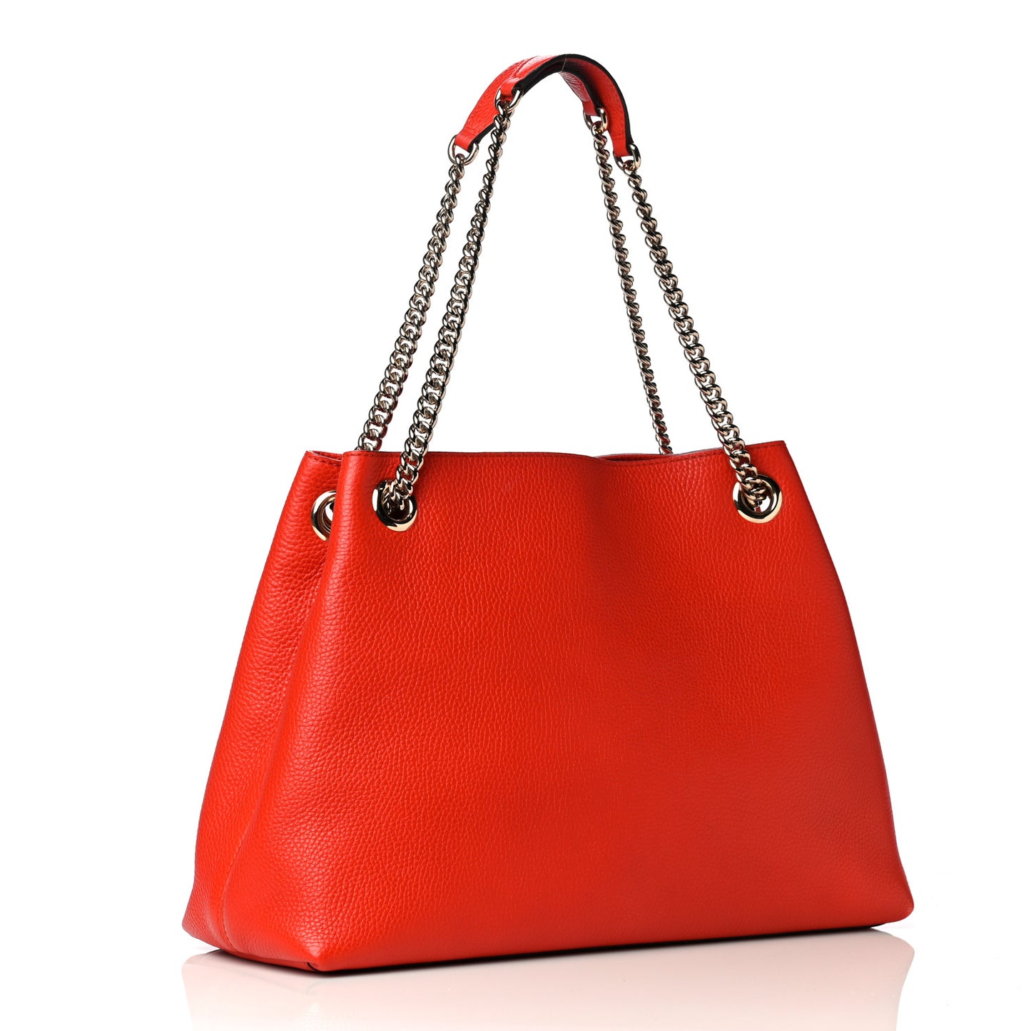 Pebbled Calfskin Medium Soho Chain Shoulder Bag Sun Orange