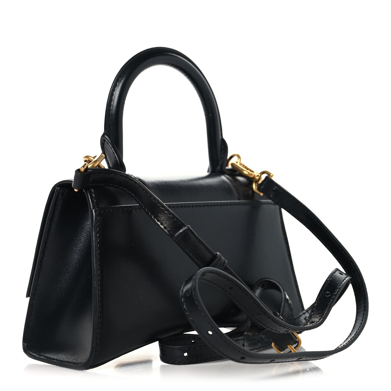 Balenciaga Shiny Box Calfskin Hourglass Top Handle Bag XS Black 3 of 10