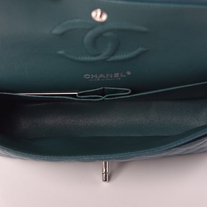 Chanel Caviar Quilted Medium Double Flap Dark Turquoise 6 of 8