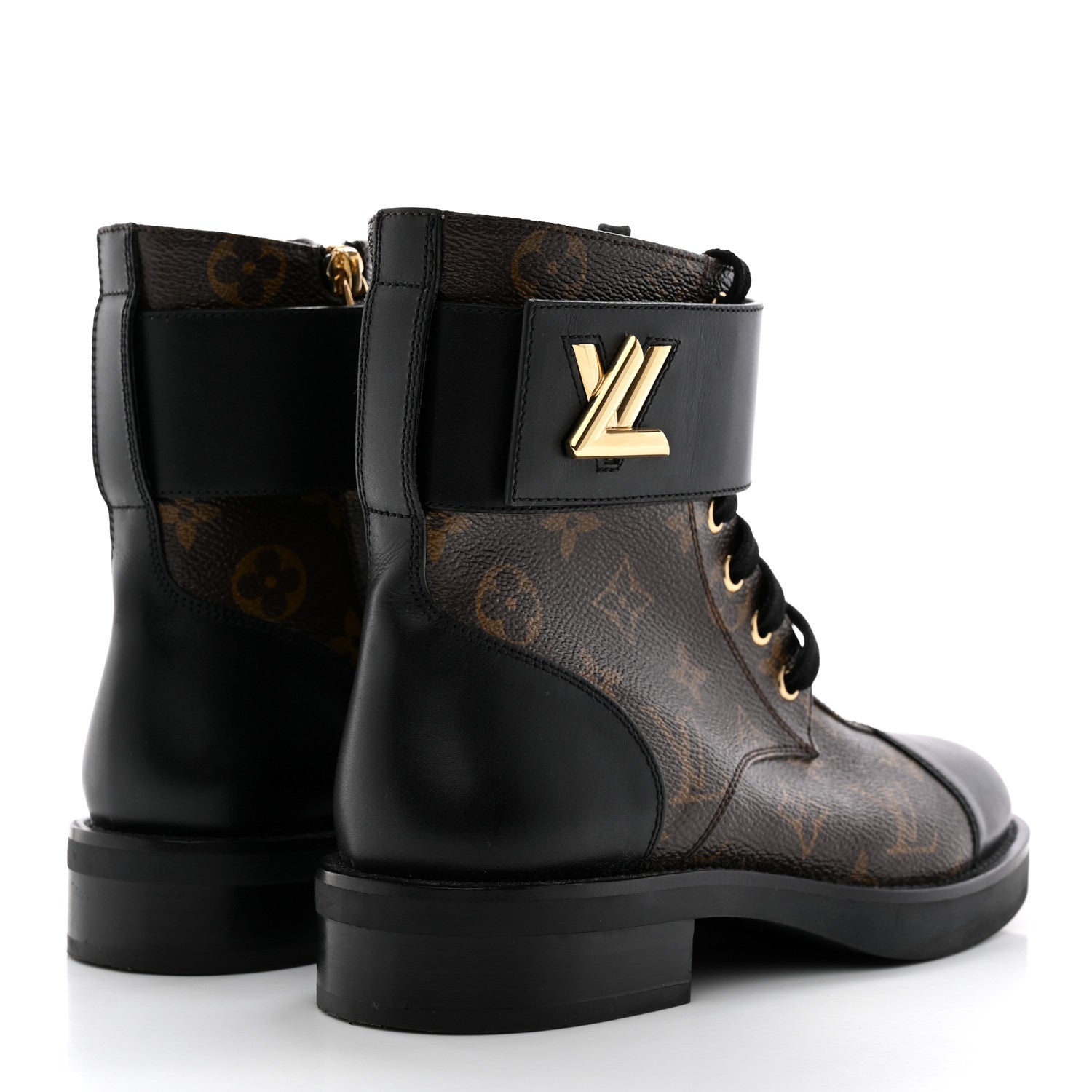 Louis Vuitton Calfskin Monogram Wonderland Flat Ranger Boots 36 Black 4 of 12