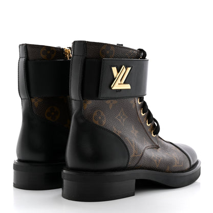 Louis Vuitton Calfskin Monogram Wonderland Flat Ranger Boots 36 Black 4 of 12