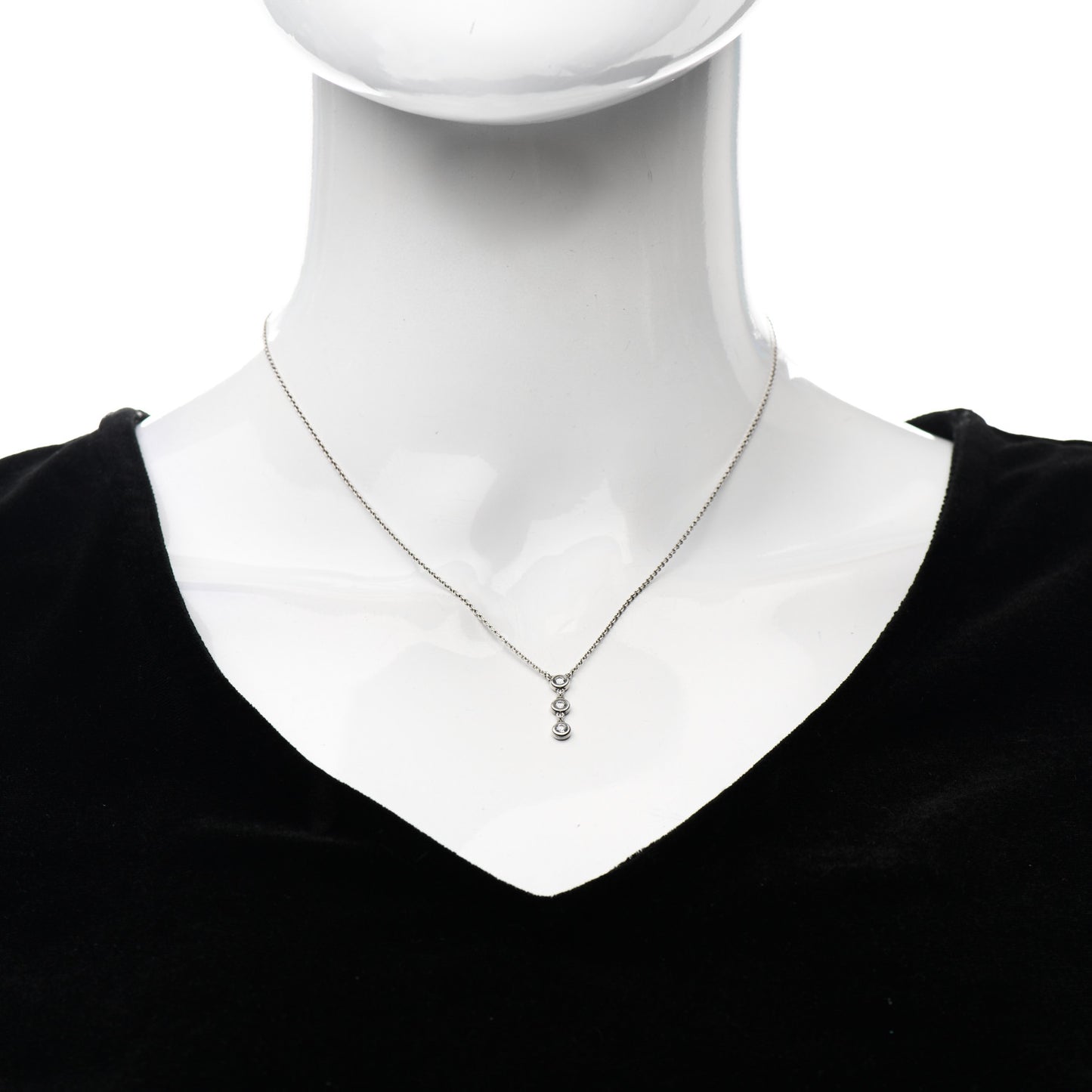 Sterling Silver Diamond .15ctw Elsa Peretti Diamonds by the Yard Drop Pendant Necklace