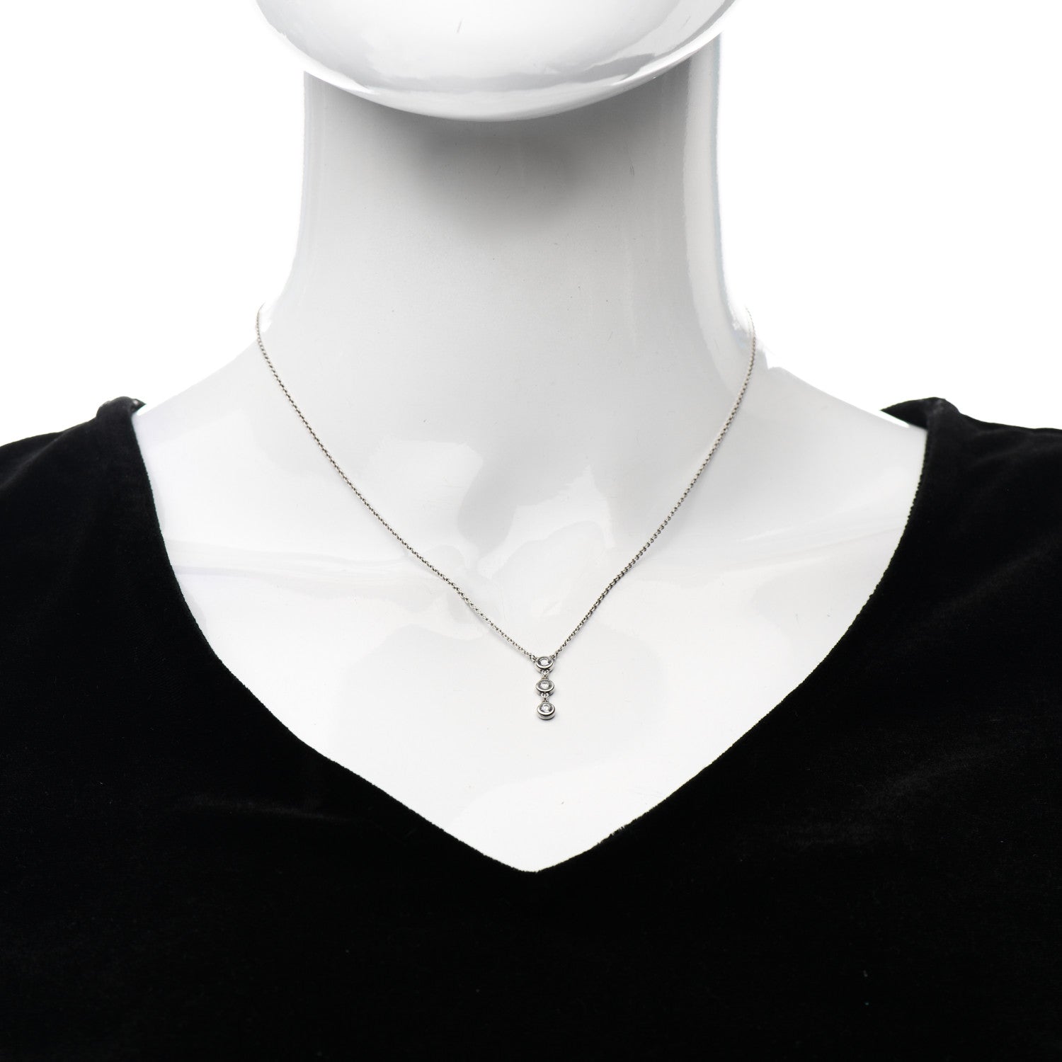Tiffany Sterling Silver Diamond .15ctw Elsa Peretti Diamonds by the Yard Drop Pendant Necklace 2 of 5