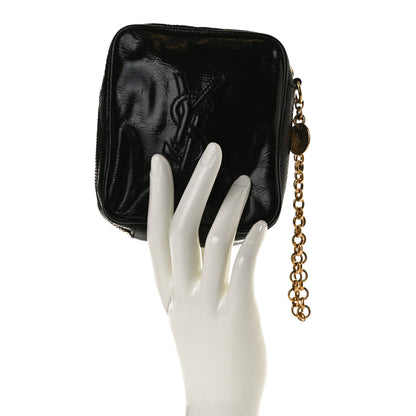 Saint Laurent Textured Patent Monogram Mini Wristlet Black 2 of 12