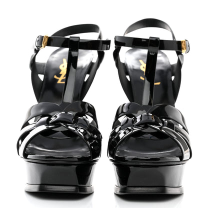 Saint Laurent Patent Tribute 105 Platform Sandals 38.5 Black 2 of 8