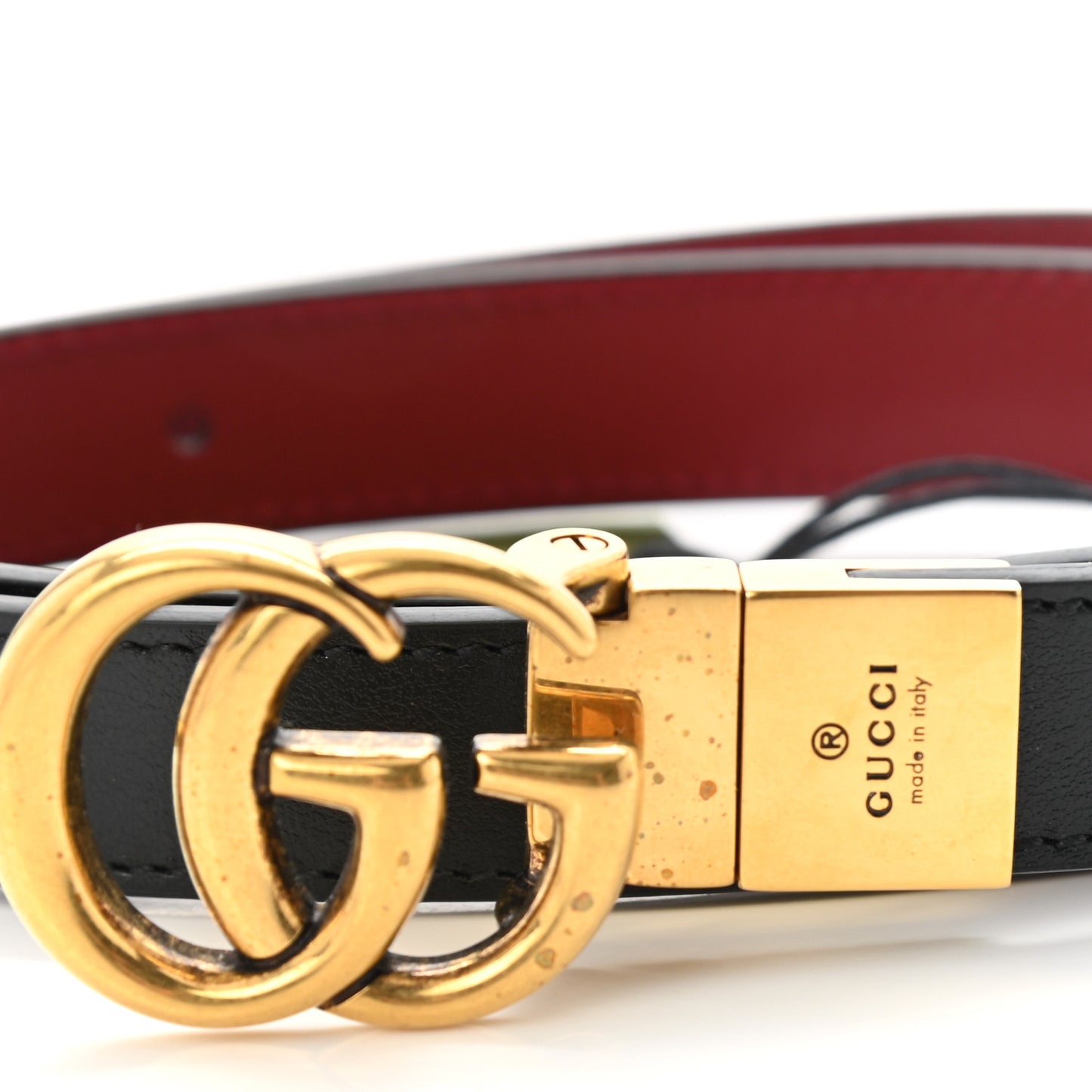 Plutone Calfskin Double G Reversible 20mm Belt 75 30 Black Red
