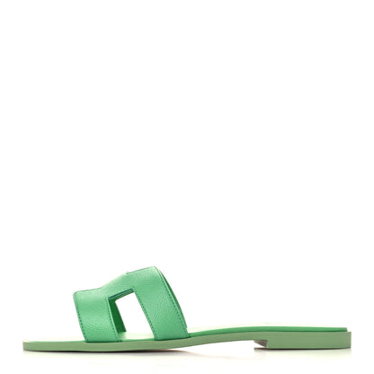 Hermes Epsom Oran Sandals 39.5 Vert Pomme 1 of 8