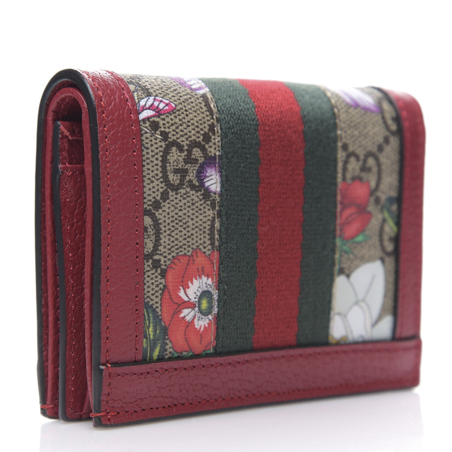 Gucci GG Supreme Monogram Flora Web Ophidia Card Case Red 2 of 6