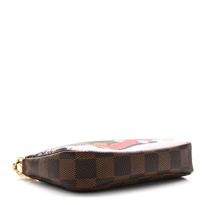 Louis Vuitton Damier Ebene 2019 Christmas Animation Mini Pochette Accessories Red 4 of 8