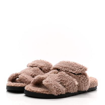 Hermes Woolskin Womens Chypre Sandals 35 Bois De Santal 3 of 8