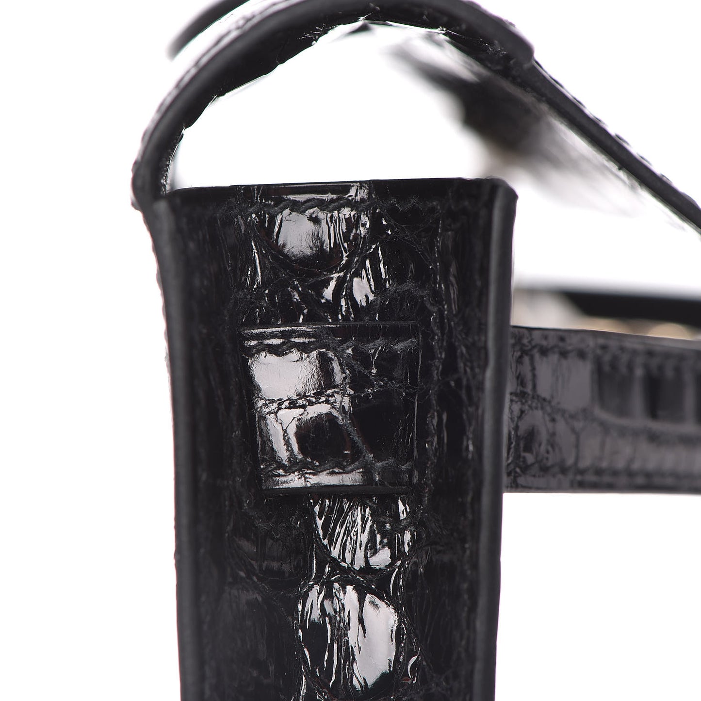 Shiny Niloticus Crocodile Kelly Cut Pochette Black