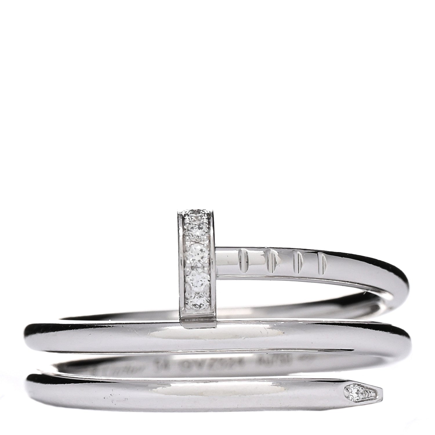Cartier 18K White Gold Diamond Double Wrap Juste Un Clou Ring 54 6.75 1 of 4