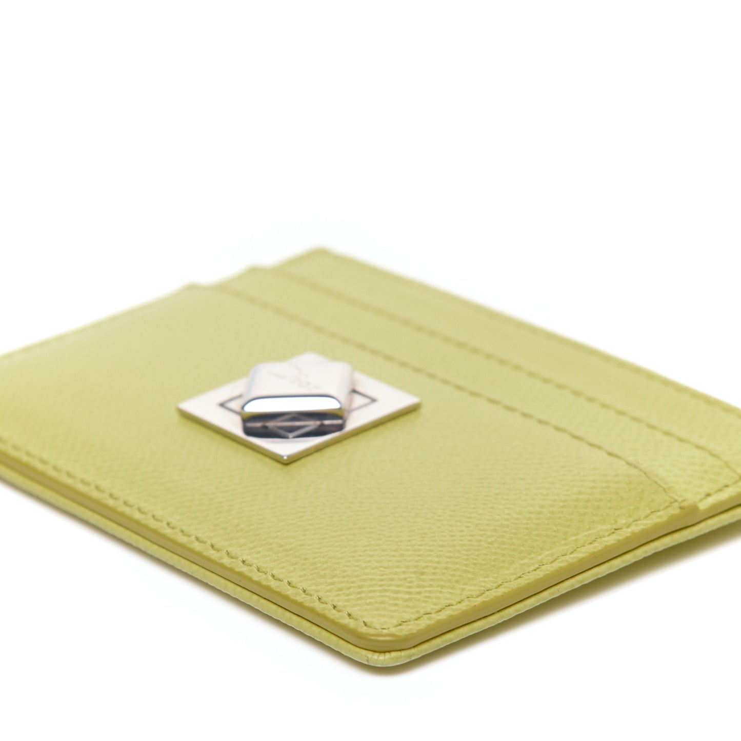 Grained Calfskin Turn Me Card Holder Yellow