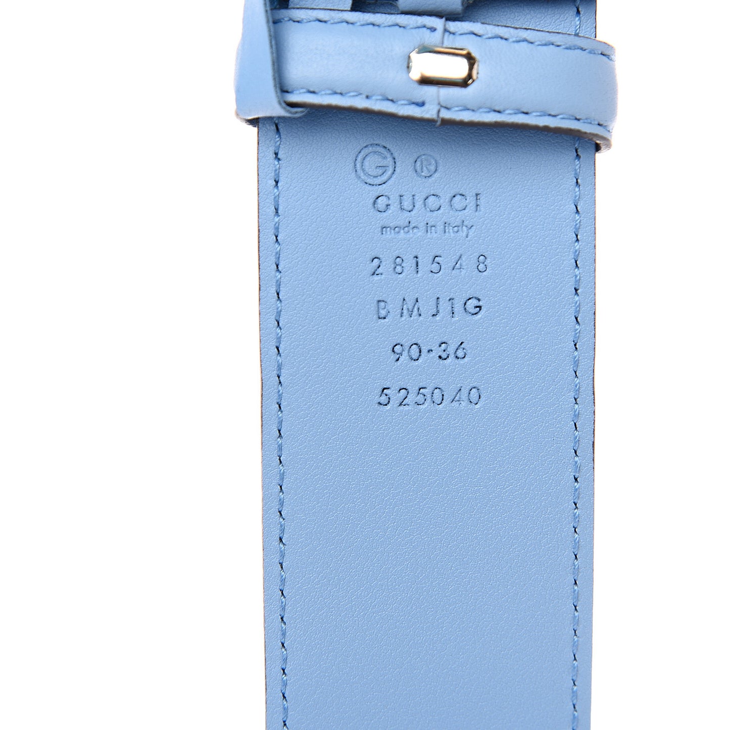 Soft Microguccissima Margaux Calfskin Belt 90 36 Mineral Blue