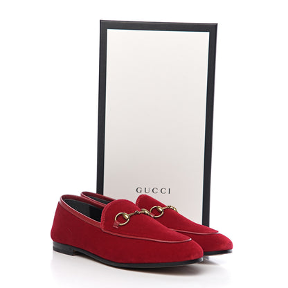 Gucci Velvet Horsebit Womens Jordaan Loafers 36 Hibiscus Red 9 of 9