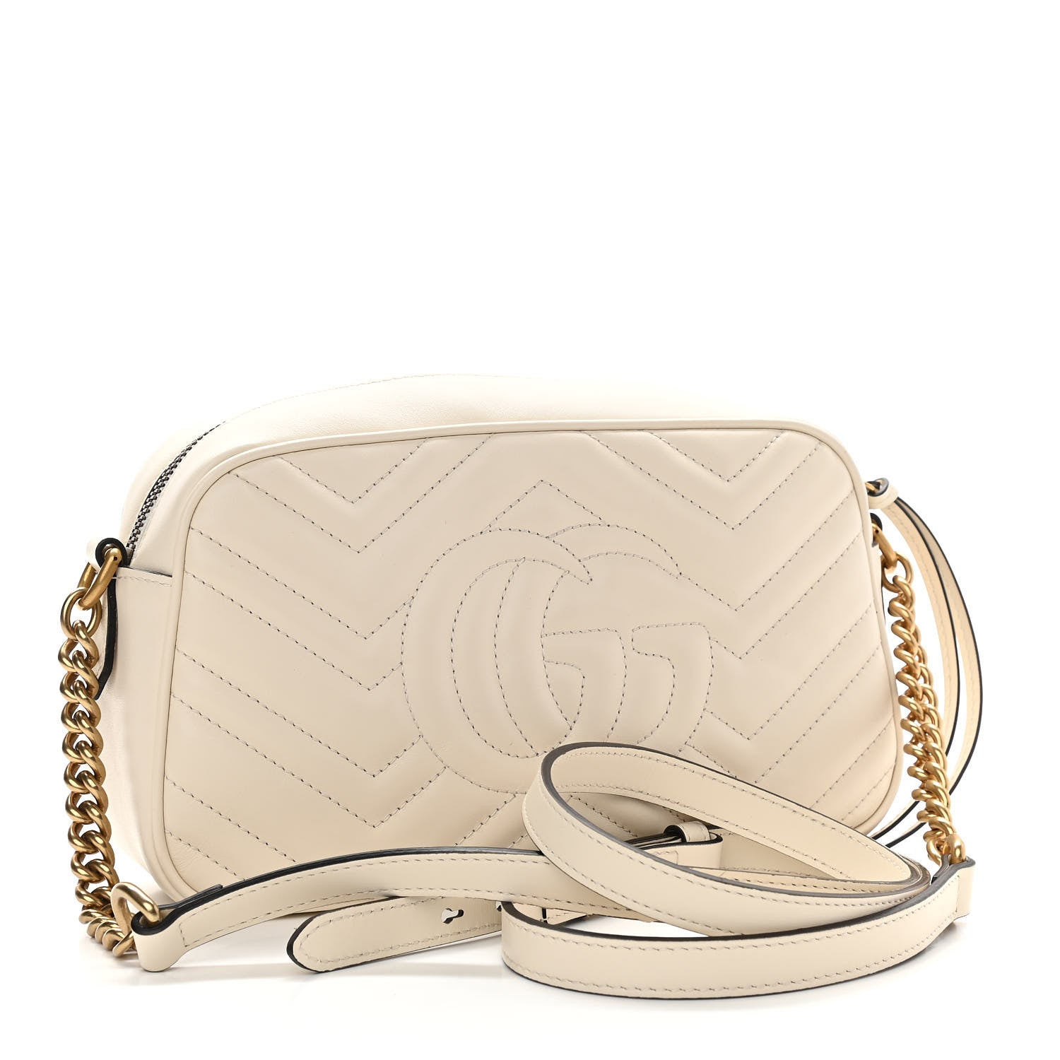 Gucci Calfskin Matelasse Small GG Marmont Chain Shoulder Bag White 3 of 10