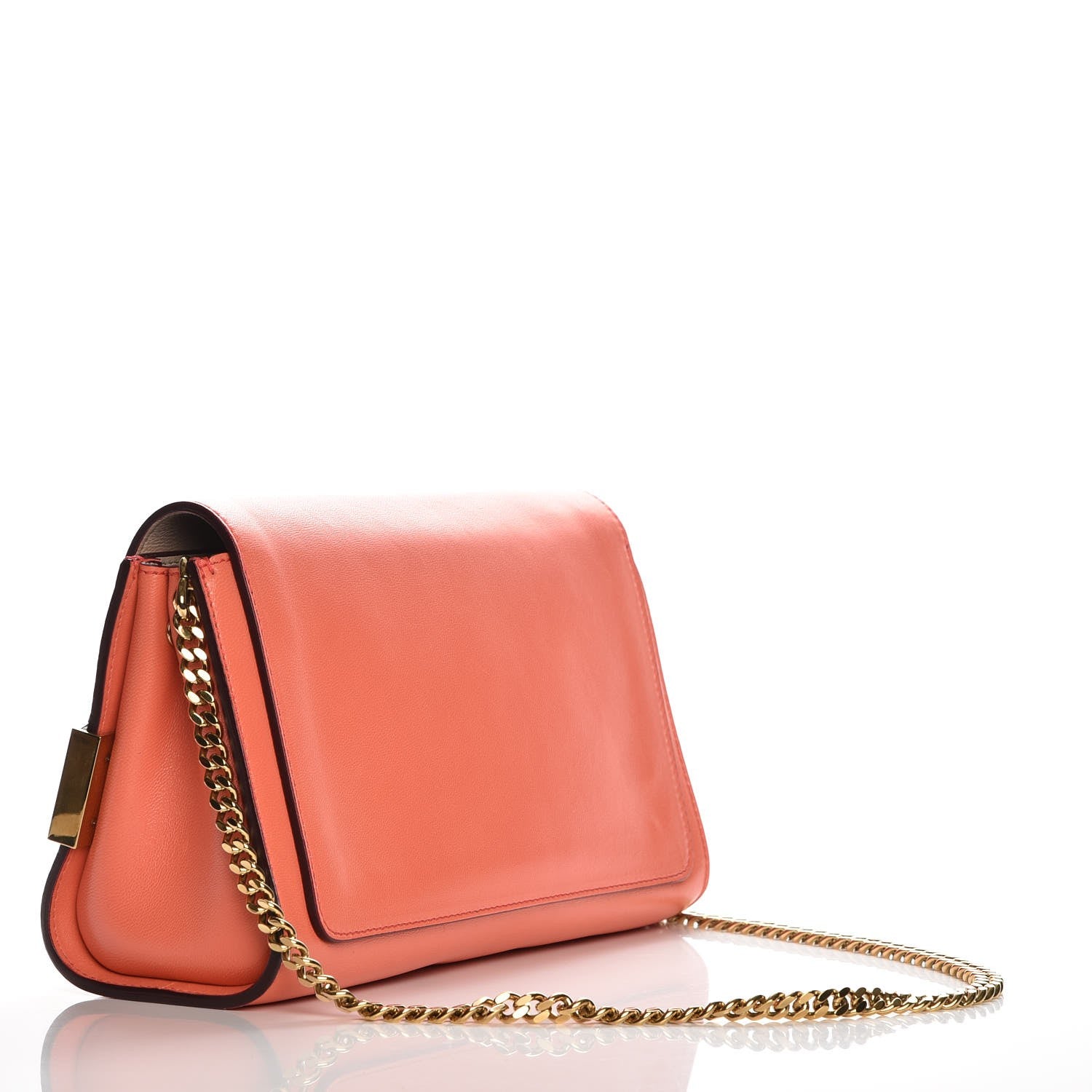 Chloe Lambskin Medium Elle Chain Clutch Coral Pop 3 of 8