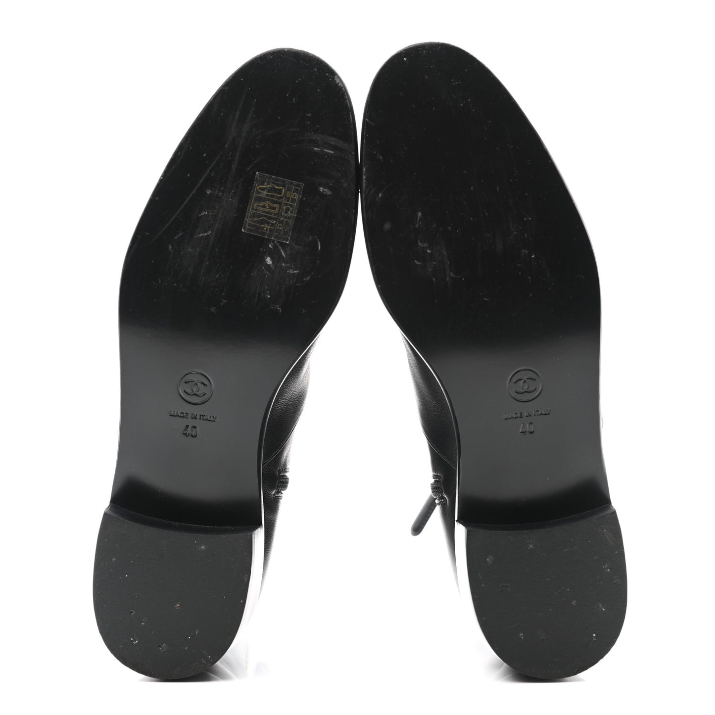 Lambskin Grosgrain Cap Toe Chain Short Boots 40 Black