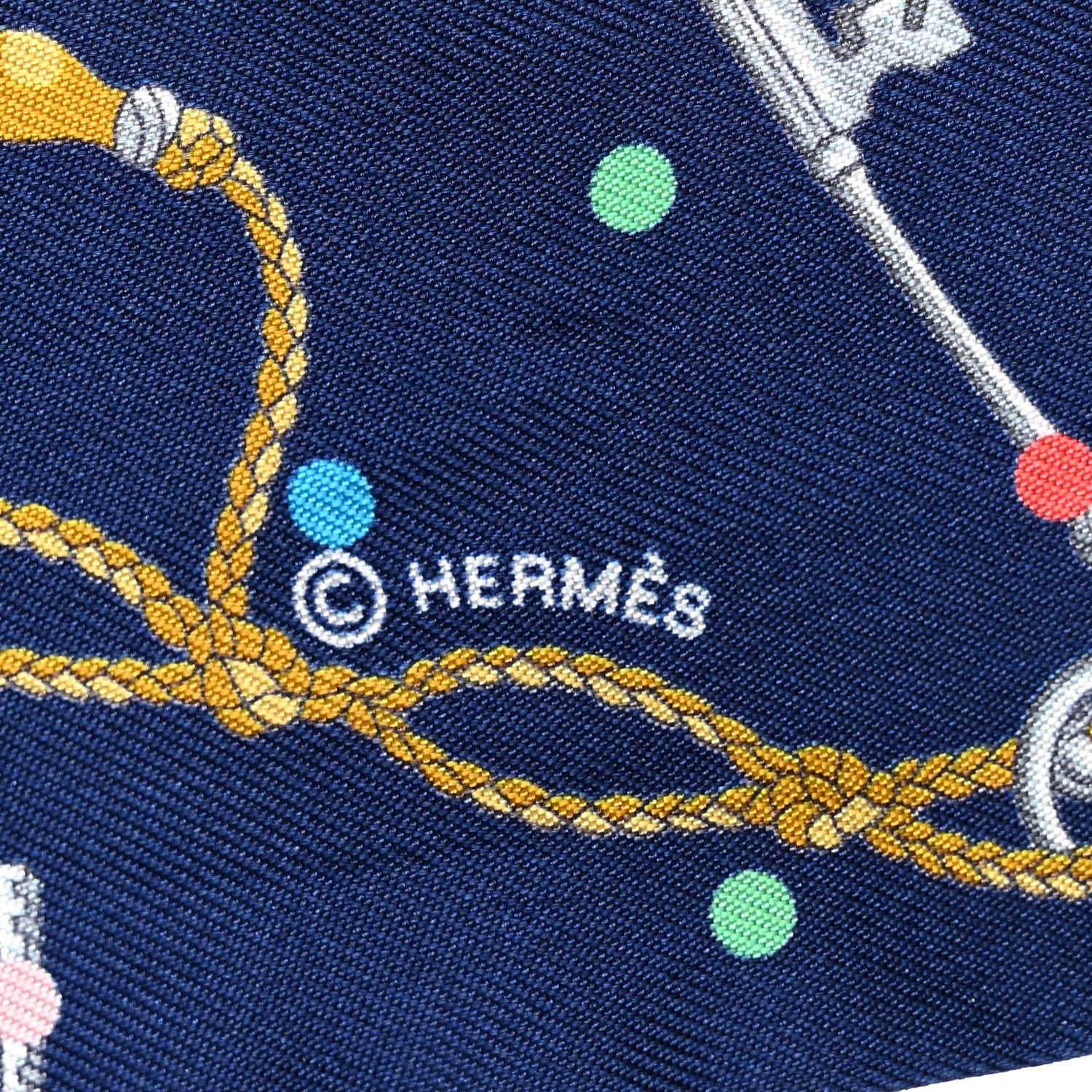Hermes Silk Les Cles A Pois Twilly Marine Gris Argent 4 of 4