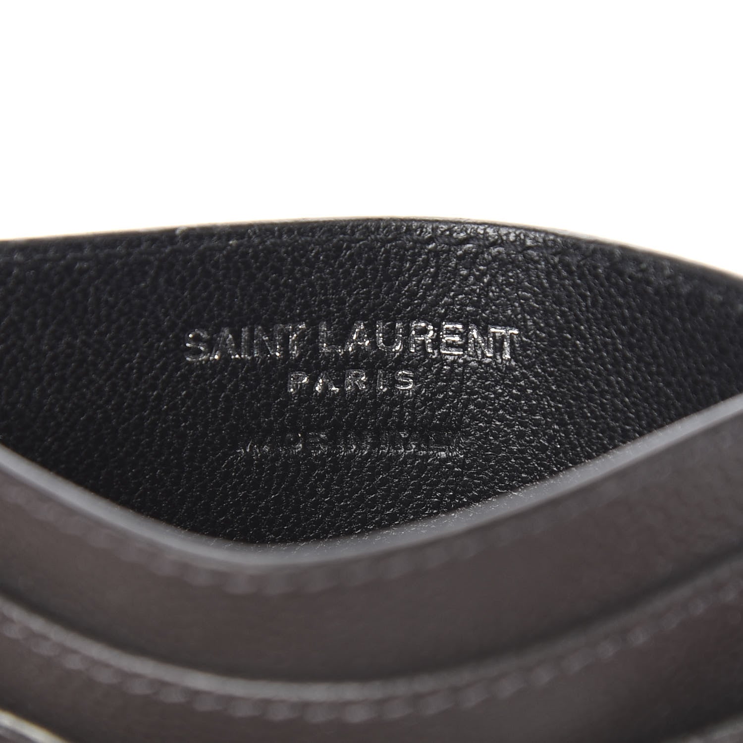 Saint Laurent Grain De Poudre Matelasse Chevron Monogram Credit Card Case Coal 5 of 6