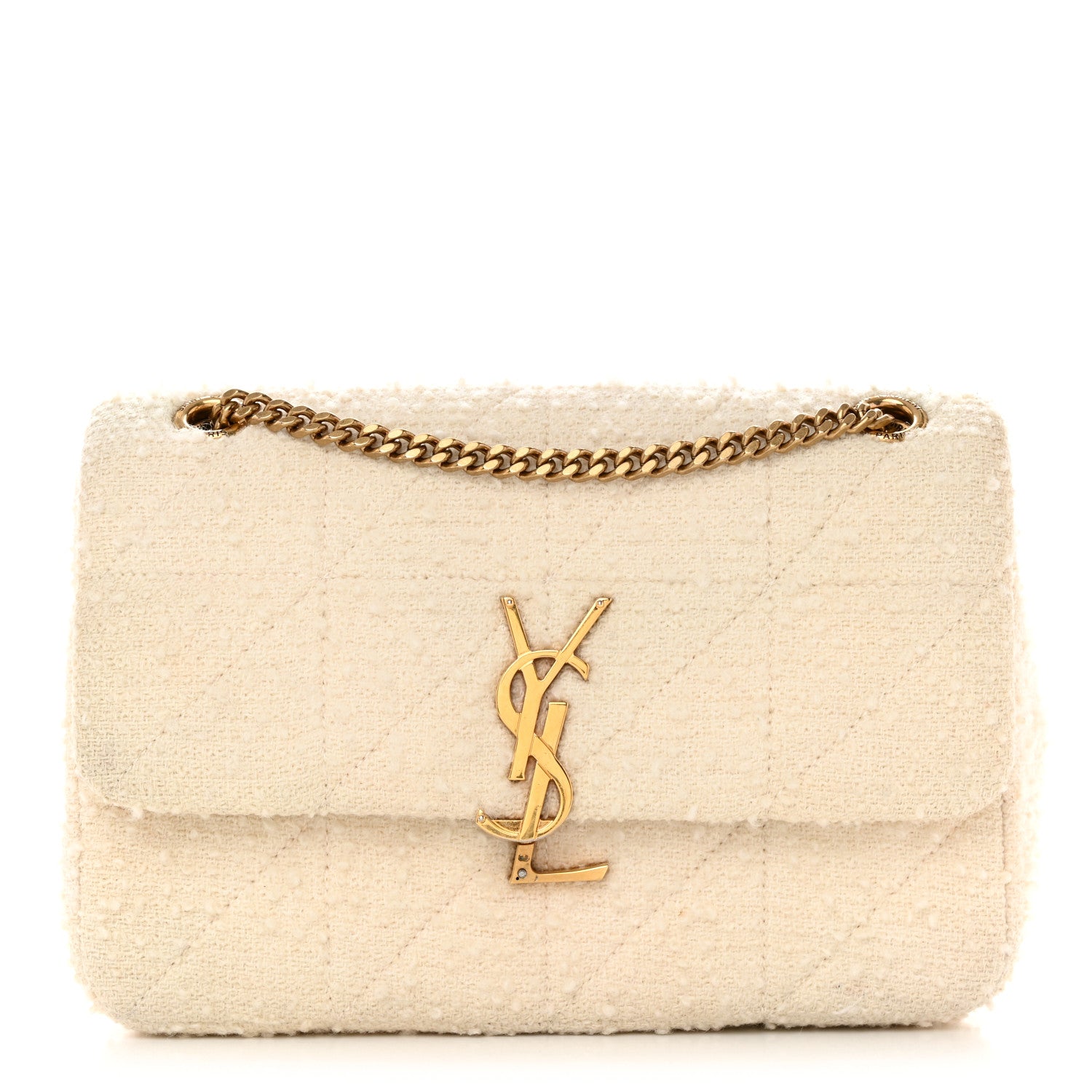 Saint Laurent Boucle Tweed Patchwork Monogram Medium Jamie Baguette Craie 1 of 12